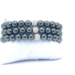 Aura Black and Silver Beaded Bracelet
